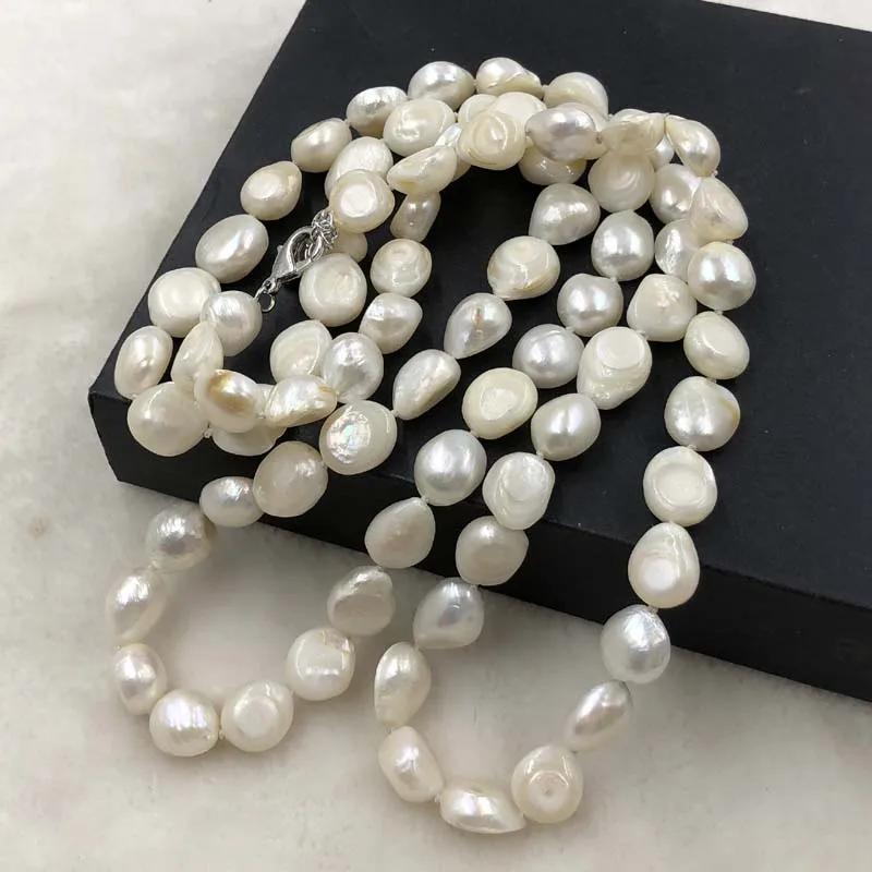 

ELEISPL JEWELRY 110CM Endless Luster Freshwater Baroque Pearls Necklace 12-13mm #501-34-6
