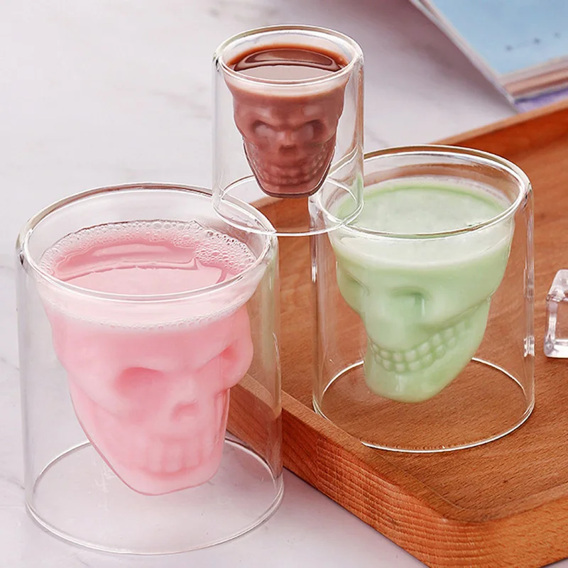 Double wall glass skull cup Transparent wine whisky tea coffee water mug drinks glass reusable Tool bar accessories 25-250ml
Double wall glass skull cup Transparent wine whisky tea coffee water mug drinks glass reusable Tool bar accessories 25-250ml