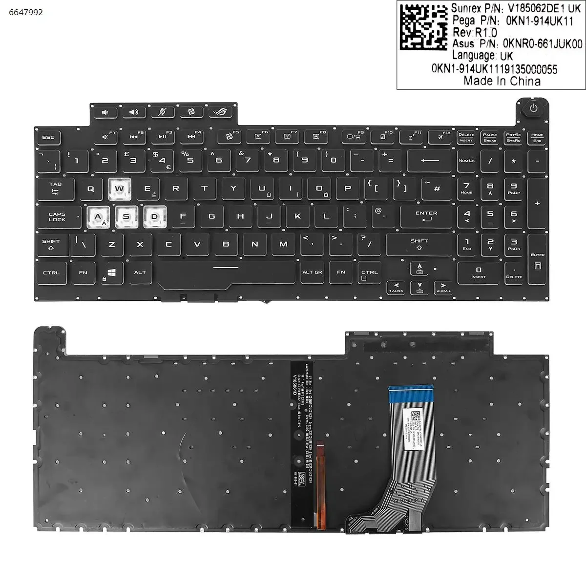 Клавиатура с английской раскладкой для ноутбука Asus G731GT G731GU, черная подсветка без рамки
Клавиатура с английской раскладкой для ноутбука Asus G731GT G731GU, черная подсветка без рамки