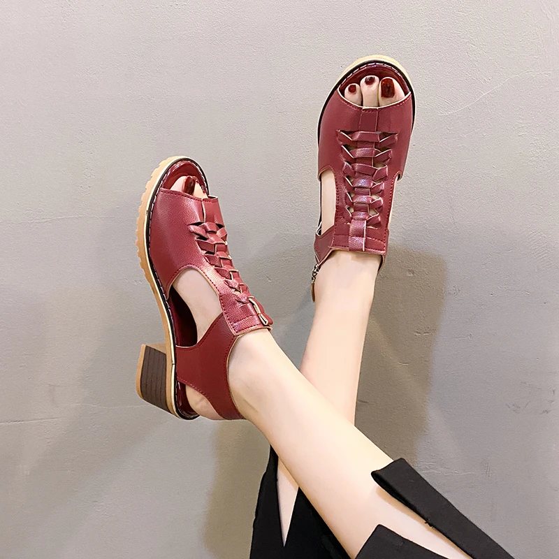 2022 New Women's Sandals Square Heel Summer Footwear Leather Zip Gladiator Sandals Medium Heel Sandals Fish Mouth Shoes of Women
2022 New Women's Sandals Square Heel Summer Footwear Leather Zip Gladiator Sandals Medium Heel Sandals Fish Mouth Shoes of Women