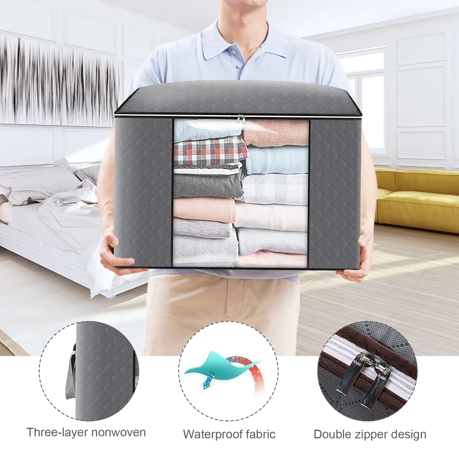 Foldable Comforter Zippered Storage Bag Large Organizer for Blankets Pillow Sturdy Zipper Closet Comforter Pillow Quilt Bedding
Foldable Comforter Zippered Storage Bag Large Organizer for Blankets Pillow Sturdy Zipper Closet Comforter Pillow Quilt Bedding