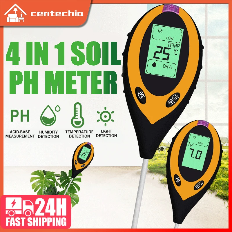 Soil PH Meter Tester Soil Tester PH Moisture Meter Temperature Sunlight Intensity Measurement Analysis Soil Acidity Test 4 In 1
Soil PH Meter Tester Soil Tester PH Moisture Meter Temperature Sunlight Intensity Measurement Analysis Soil Acidity Test 4 In 1