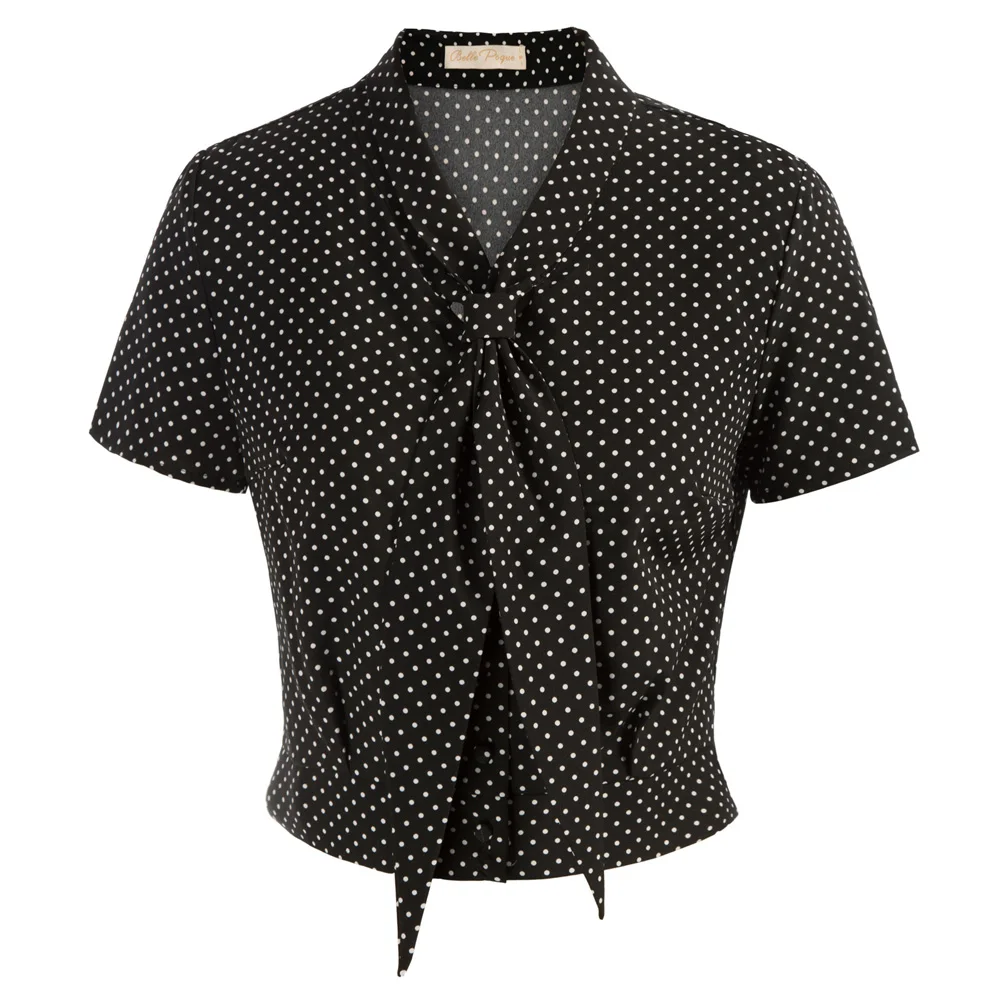 BP Blusas Femininas Black Dots Printed Tops Women 2022 Vintage Bow Tie Cropped Tops Short Sleeve Roll Collar Button-Up Shirt
BP Blusas Femininas Black Dots Printed Tops Women 2022 Vintage Bow Tie Cropped Tops Short Sleeve Roll Collar Button-Up Shirt