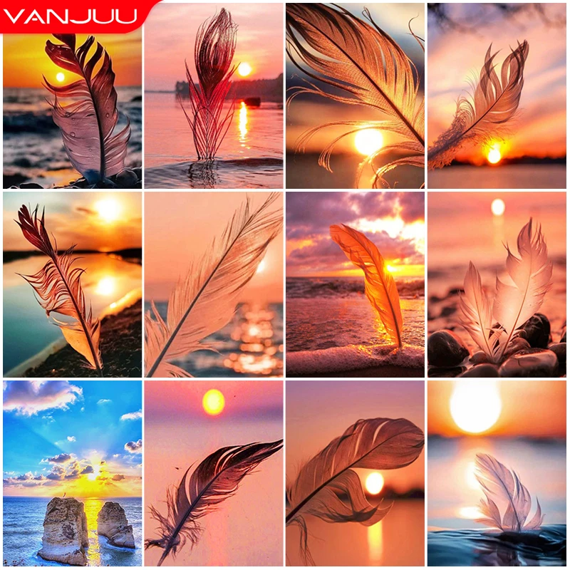 5D DIY Diamond Painting Feather Sunset Landscape Diamond Embroidery Mosaic Seaside Cross Stitch Kit Handicraft Home Decor Gift
5D DIY Diamond Painting Feather Sunset Landscape Diamond Embroidery Mosaic Seaside Cross Stitch Kit Handicraft Home Decor Gift