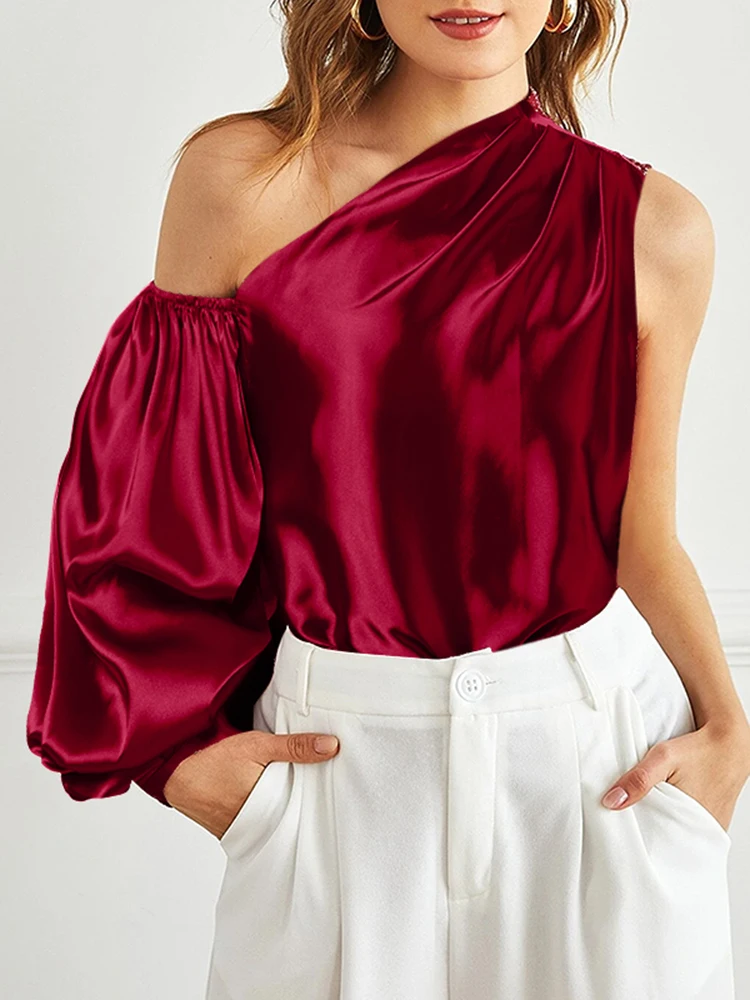 Celmia пикантная атласная блузка на одно плечо женские рубашки 2022 модные повседневные топы с рукавами-фонариками Асимметричная Туника летние ... 
Celmia пикантная атласная блузка на одно плечо женские рубашки 2022 модные повседневные топы с рукавами-фонариками Асимметричная Туника летние ...