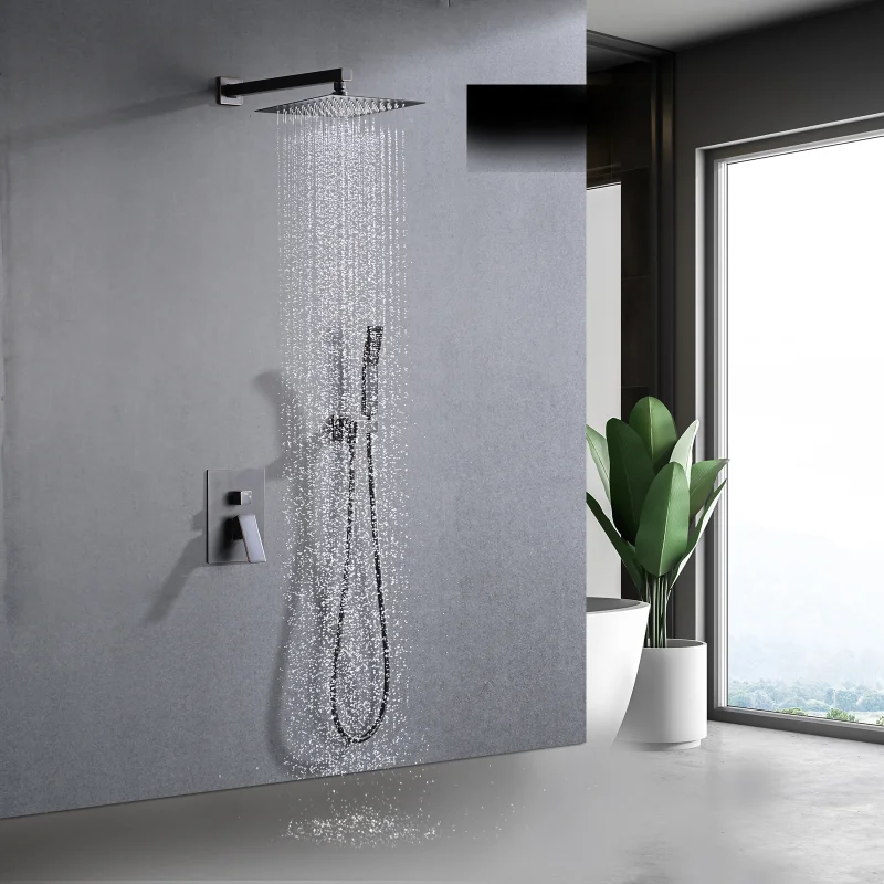 

Wer System Shower Faucet Combo Set Wall Mounted with 10" Rainfall Shower Head and Handheld Shower Faucet