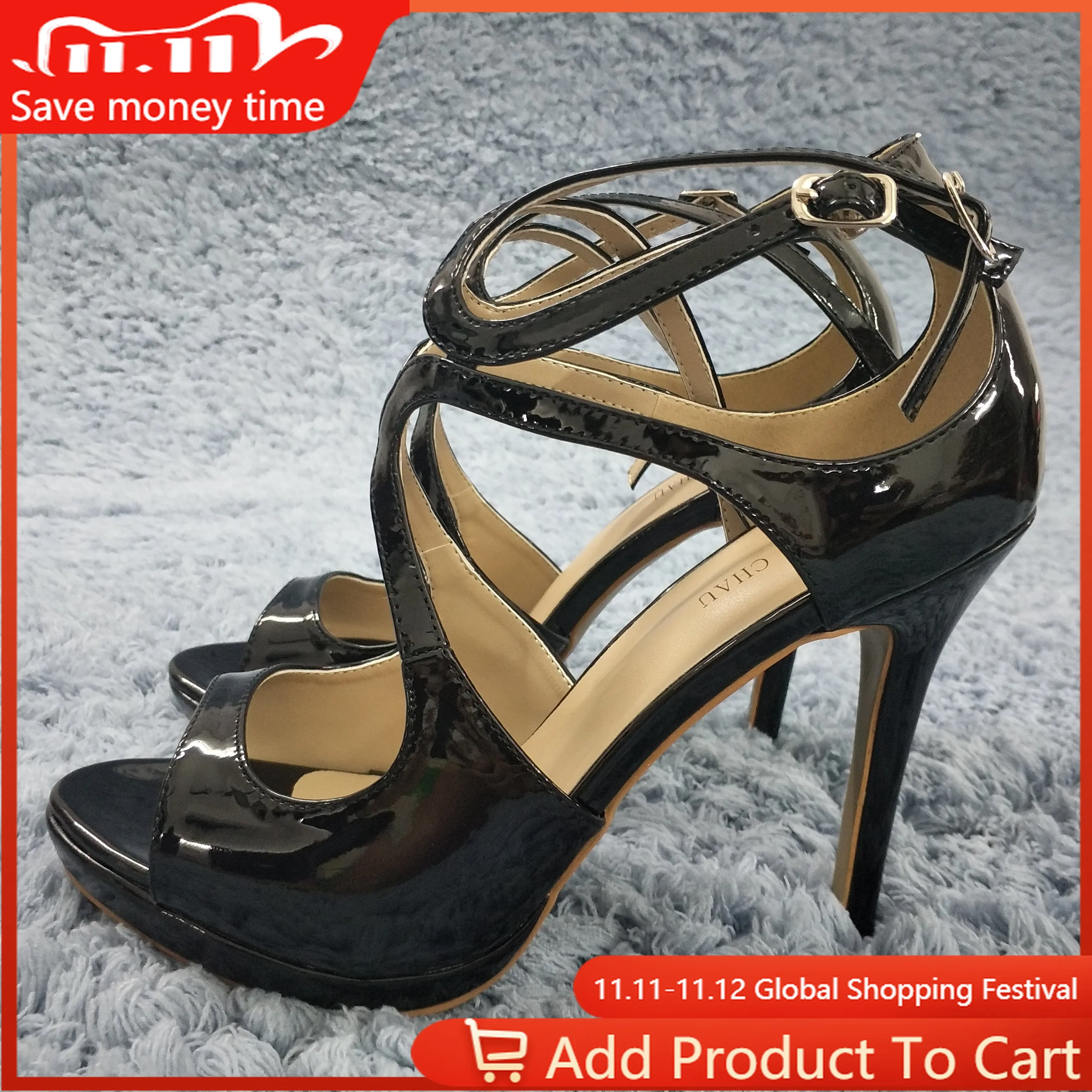 Women Stiletto Thin High Heel Sandal Sexy Ankle Strap Peep Toe Black Patent Fashion Party Bridals Ball Lady Shoe 0640A-5
Women Stiletto Thin High Heel Sandal Sexy Ankle Strap Peep Toe Black Patent Fashion Party Bridals Ball Lady Shoe 0640A-5