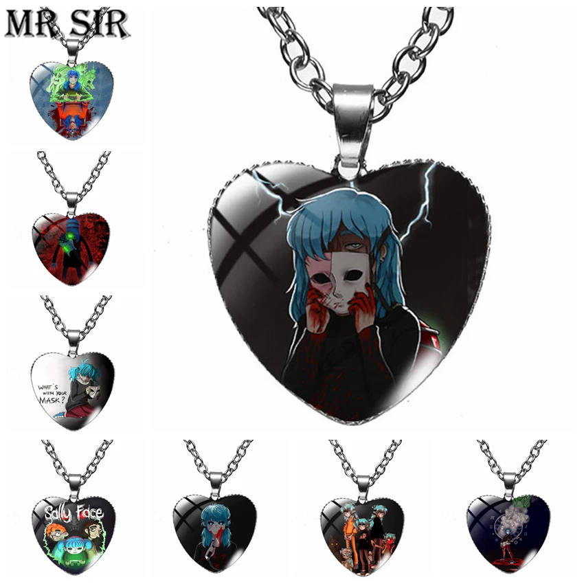 Sally Face Game Anime Heart Pendant Necklace Cartoon Figures Crystal Glass Cabochon Necklaces Men Fans Jewelry Gifts Wholesales
Sally Face Game Anime Heart Pendant Necklace Cartoon Figures Crystal Glass Cabochon Necklaces Men Fans Jewelry Gifts Wholesales