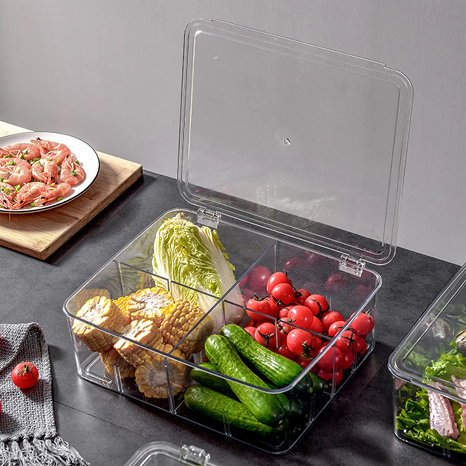 30.5*25*10cm Refrigerator Food Storage Box Container With Lid And Adjustable Divider Space-saving Kitchen Tools
30.5*25*10cm Refrigerator Food Storage Box Container With Lid And Adjustable Divider Space-saving Kitchen Tools