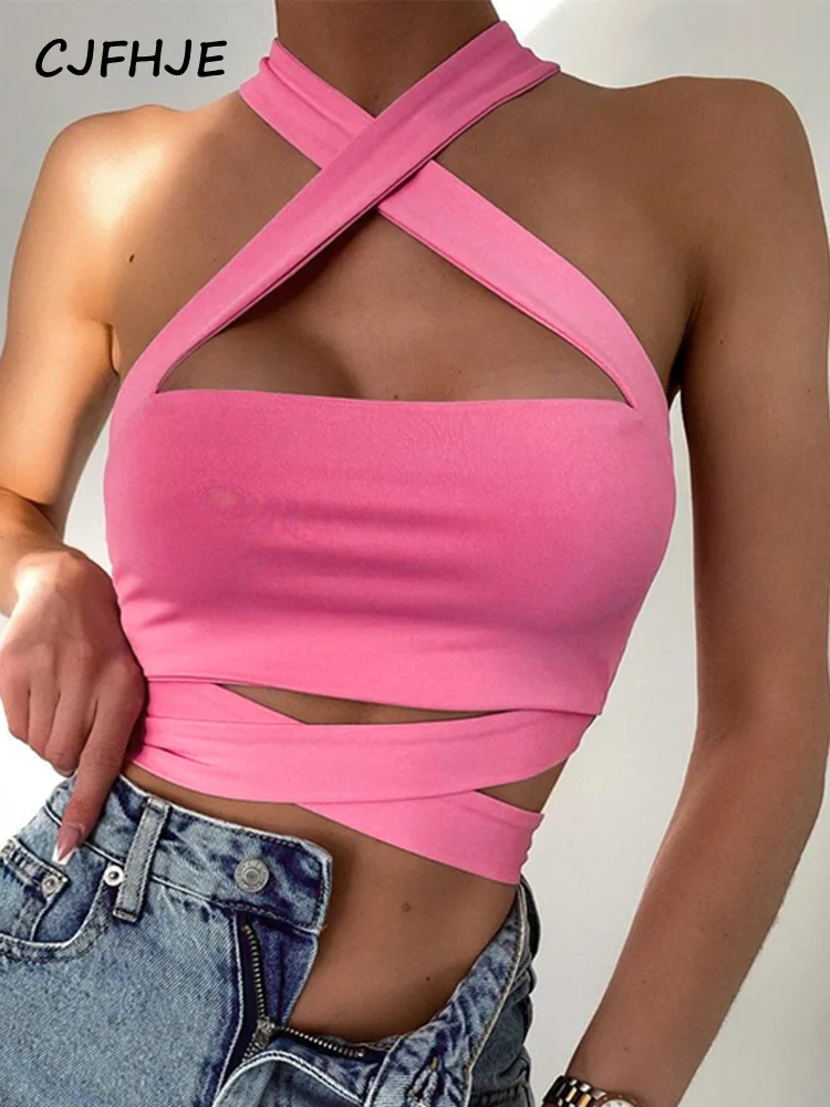 CJFHJE Halter Sleeveless Bandage Drawstring Sexy Crop Tops 2022 Summer Women Fashion Streetwear T-Shirts
CJFHJE Halter Sleeveless Bandage Drawstring Sexy Crop Tops 2022 Summer Women Fashion Streetwear T-Shirts