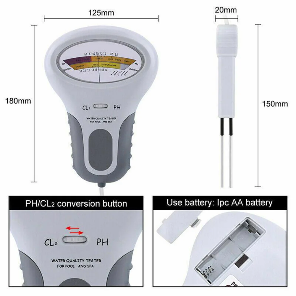 Tester Tool Cl2 Tester 1 Pcs 1 X AA Alkaline Battery 1 X Sand Paper 1 X User Manual Swimming Pool Water Quality
Tester Tool Cl2 Tester 1 Pcs 1 X AA Alkaline Battery 1 X Sand Paper 1 X User Manual Swimming Pool Water Quality