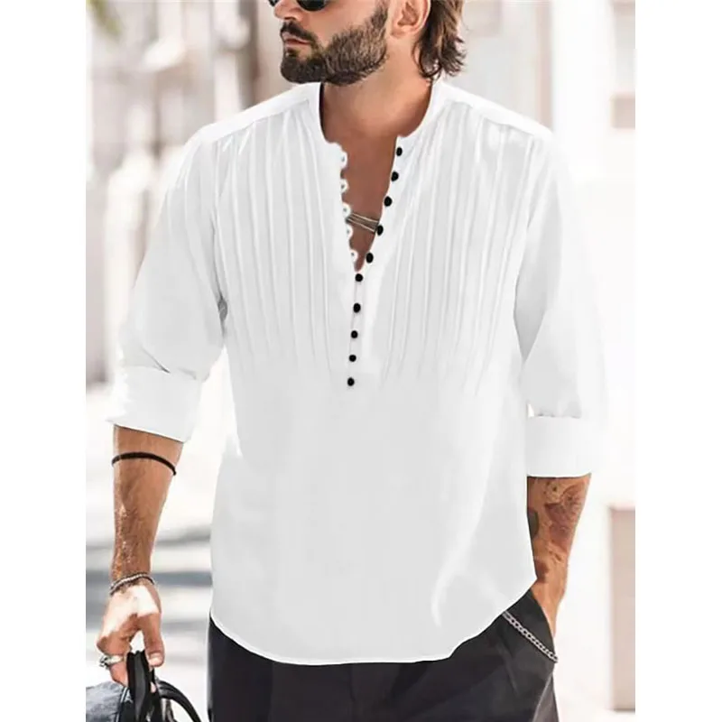 

Мужская Повседневная рубашка из хлопка и льна, однотонная мужская футболка с длинным рукавом, красивые мужские рубашки на весну и осень, 2023