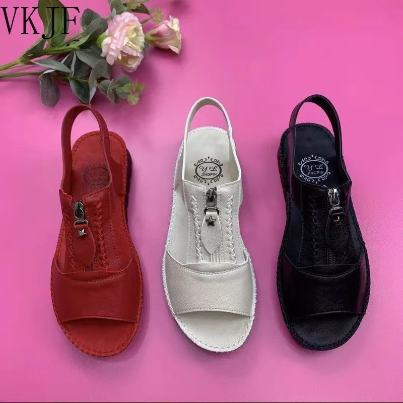 2022 Women Sandals Zipper Flat Soft Pu Leather Sole Comfy Sandalias Summer Casual Mother Shoes Solid Color
2022 Women Sandals Zipper Flat Soft Pu Leather Sole Comfy Sandalias Summer Casual Mother Shoes Solid Color