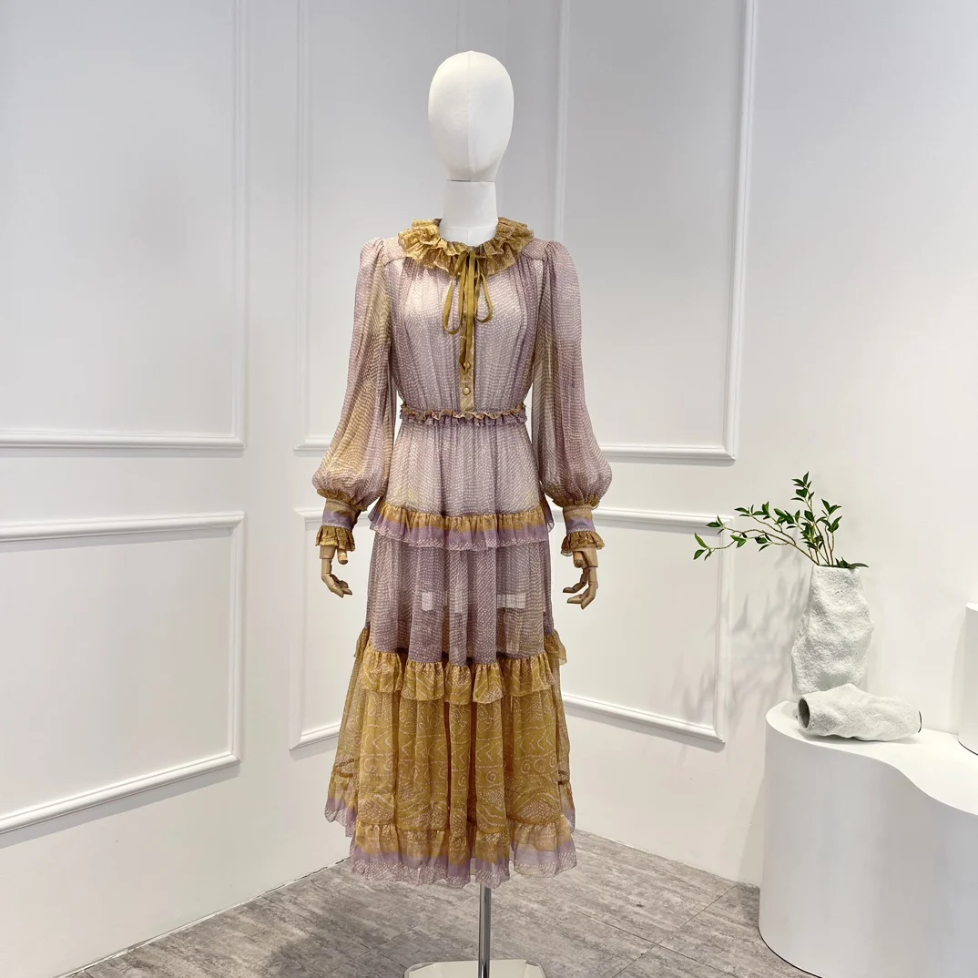 Sumer Spring New 2023 High Quality Crinkle Silk Neckline Self-tie Ruffle Tiered Pleated Long Dresses for Women
Sumer Spring New 2023 High Quality Crinkle Silk Neckline Self-tie Ruffle Tiered Pleated Long Dresses for Women