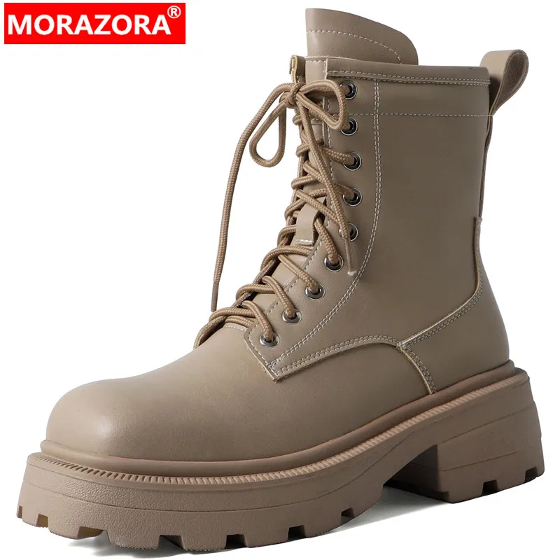 MORAZORA 2023 New Spring Autumn Ankle Boots Narrow Band Thick Med Heels Platform Shoes Ladies Genuine Leather Women Boots
MORAZORA 2023 New Spring Autumn Ankle Boots Narrow Band Thick Med Heels Platform Shoes Ladies Genuine Leather Women Boots