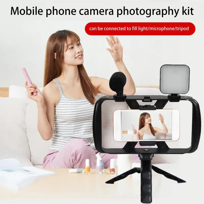 4 in 1 Selfie Stick Tripod Multifunctional Rabbit Cage Photograph Fill Light Microphone Phone Holder Handheld photography Kit
4 in 1 Selfie Stick Tripod Multifunctional Rabbit Cage Photograph Fill Light Microphone Phone Holder Handheld photography Kit
