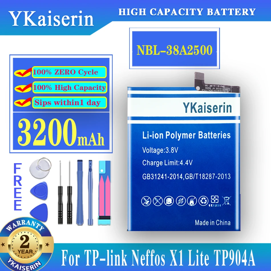 YKaiserin 3200mAh NBL-38A2500 NBL 38A2500 NBL38A25 Replacement Battery For TP-link Neffos X1 Lite X1Lite TP904A TP904C Batteries
YKaiserin 3200mAh NBL-38A2500 NBL 38A2500 NBL38A25 Replacement Battery For TP-link Neffos X1 Lite X1Lite TP904A TP904C Batteries