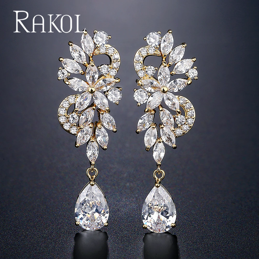RAKOL Luxury Bridal Wedding Jewelry Dress Accessories Shiny White Cubic Zirconia Flower Drop Geometric Dangle Earrings for Women 
RAKOL Luxury Bridal Wedding Jewelry Dress Accessories Shiny White Cubic Zirconia Flower Drop Geometric Dangle Earrings for Women