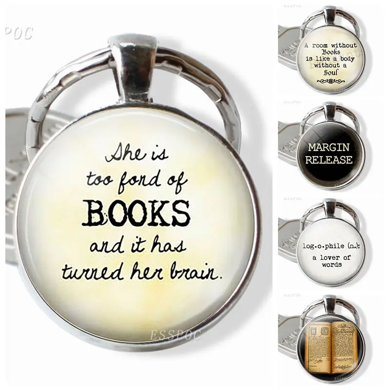Quote Key Chain, "She Is Too Fond of Books and It Has Turned Her Brain." Book Charm Quote,glass Literary Jewelry
Quote Key Chain, "She Is Too Fond of Books and It Has Turned Her Brain." Book Charm Quote,glass Literary Jewelry