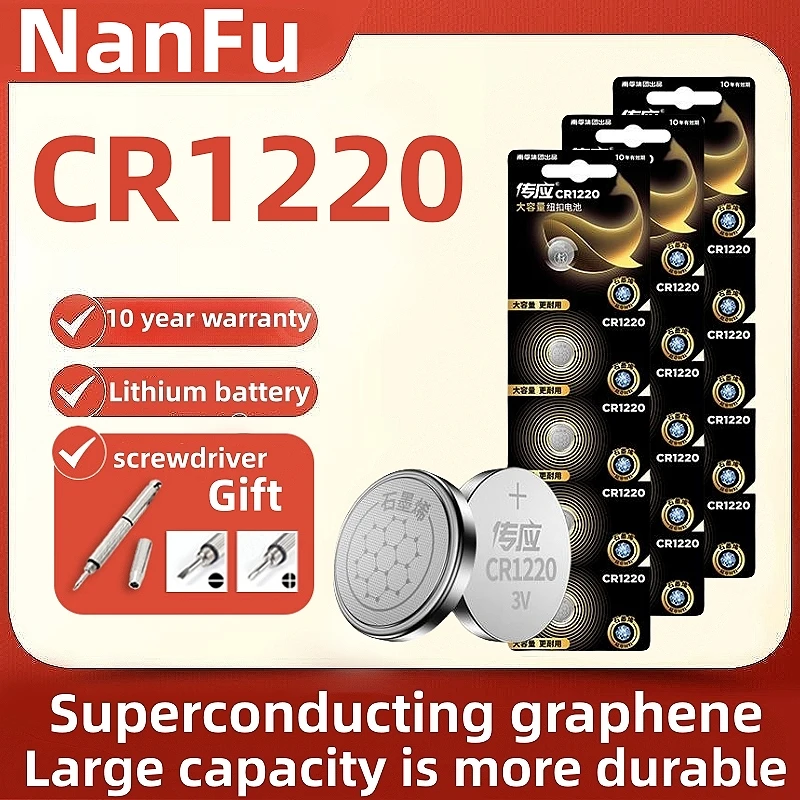 NEW 5/100pcs CR1220 3V Lithium Battery CR 1220 DL1220 LM1220 ER1220 Coin Cell for Watch Calculator Toy Car Key Screwdriver free
NEW 5/100pcs CR1220 3V Lithium Battery CR 1220 DL1220 LM1220 ER1220 Coin Cell for Watch Calculator Toy Car Key Screwdriver free