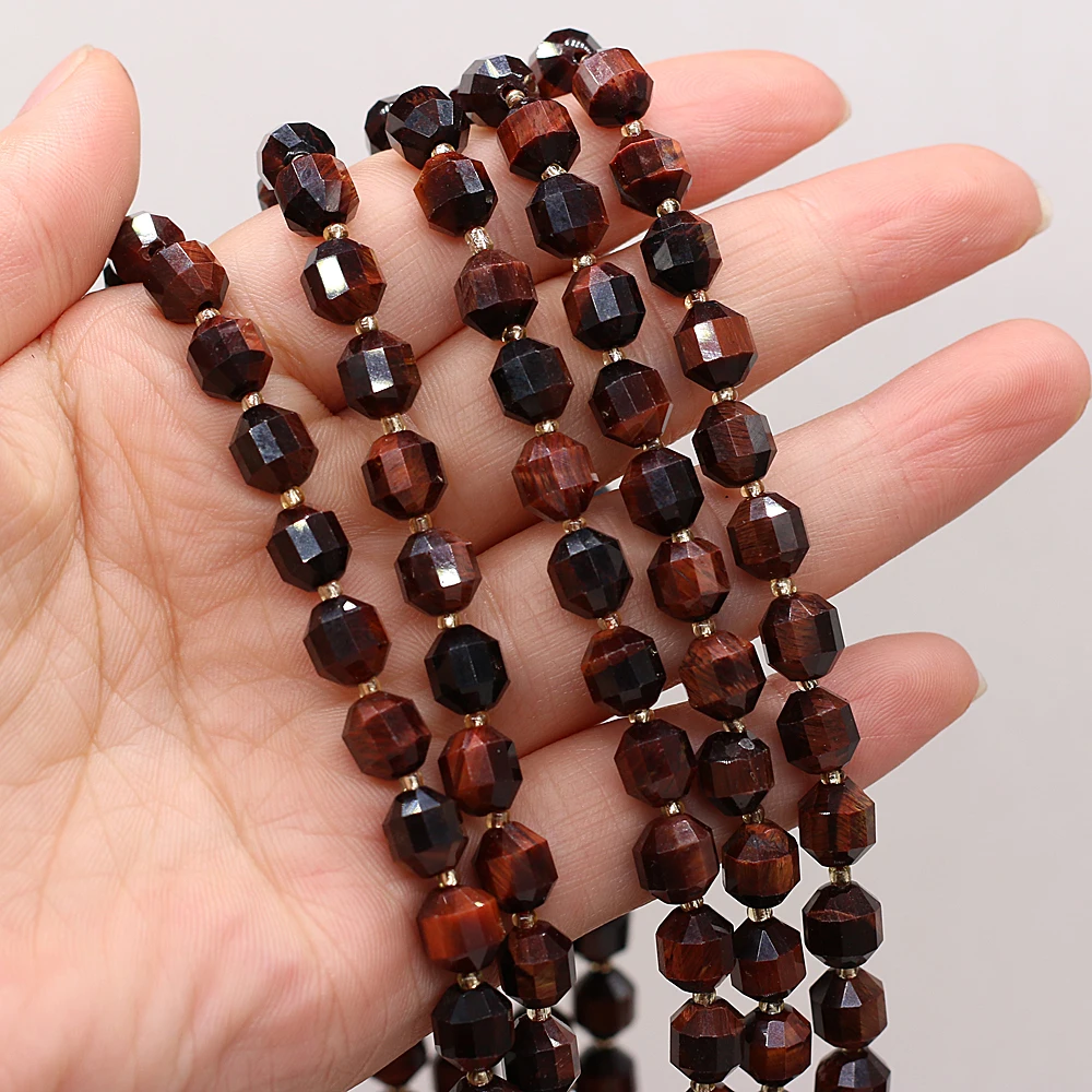 

Natural Tiger Eye Stone Beads Red Roundle Faceted Loose Spacer Beads For Jewelry Making DIY Bracelet Necklace Strands Gift 8mm