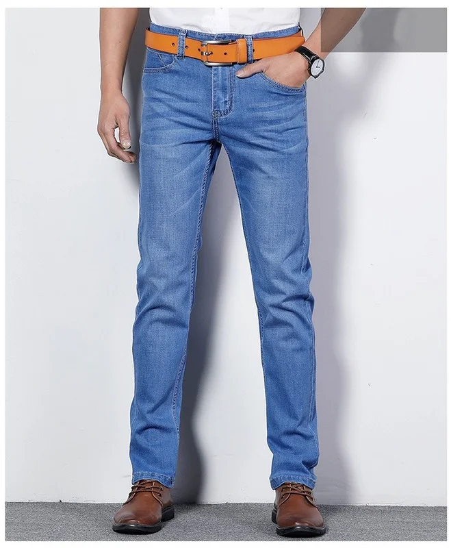 2022 Summer New Men Blue/Light Jeans Business Casual Stretch Slim Denim Jeans Light Blue Trousers Male Brand Pants Plus Size
2022 Summer New Men Blue/Light Jeans Business Casual Stretch Slim Denim Jeans Light Blue Trousers Male Brand Pants Plus Size