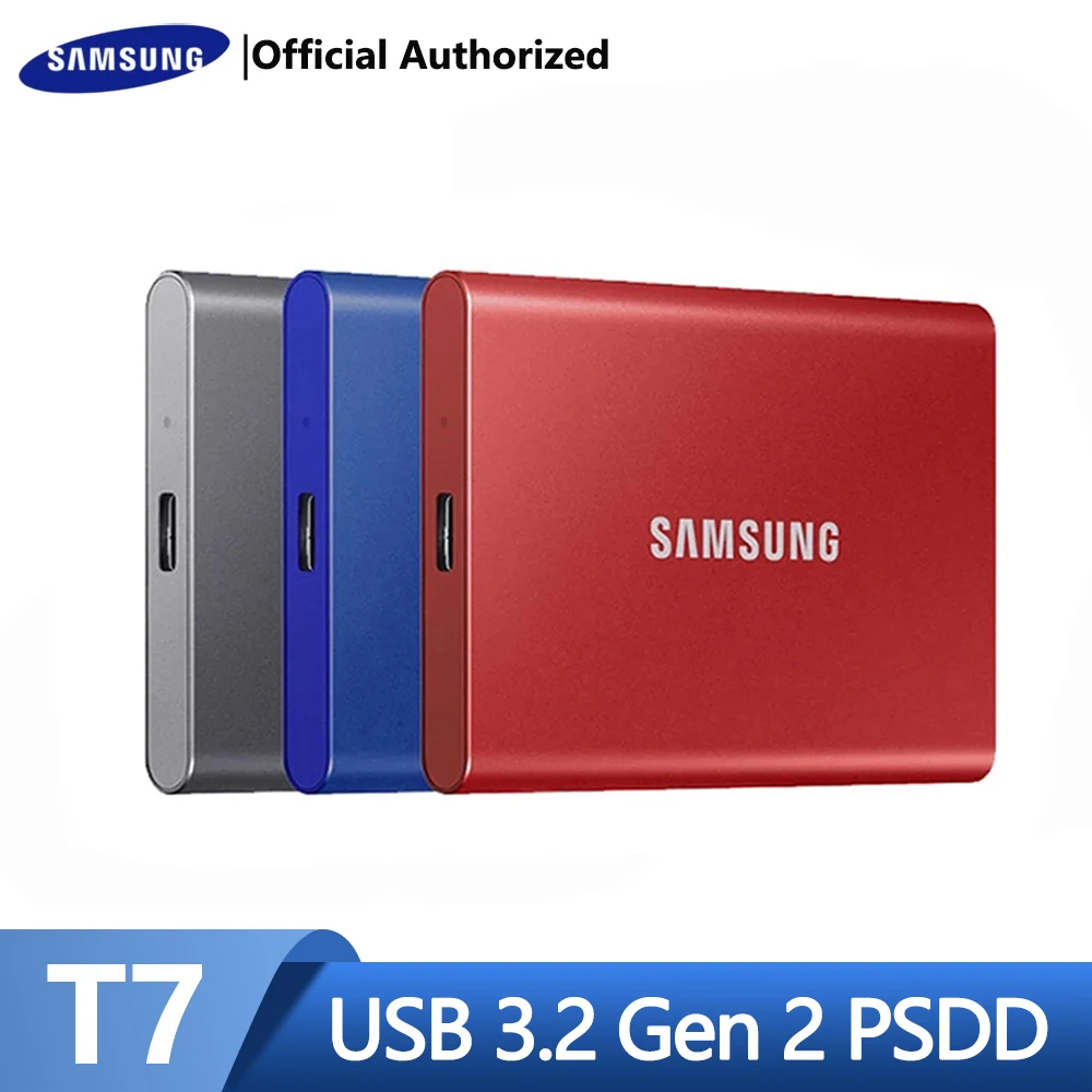 

Samsung T7 2TB 1TB 500GB Portable External Solid State Drive Type-C USB3.2 Gen2 SSD For Laptop PC High Speed External Disk
