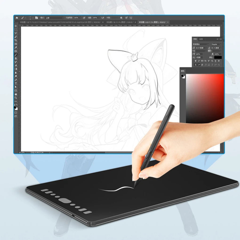 

Graphics Tablet For Online Courses - Wide Apps Compatible 10 Keys 60 Tilt Application Drawing Pen