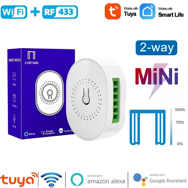 Tuya Mini Smart WiFi RF433 Blind Curtain Switch Module Electric Roller Shutter Rolling Motor Window Switch For Google Home Alexa
Tuya Mini Smart WiFi RF433 Blind Curtain Switch Module Electric Roller Shutter Rolling Motor Window Switch For Google Home Alexa