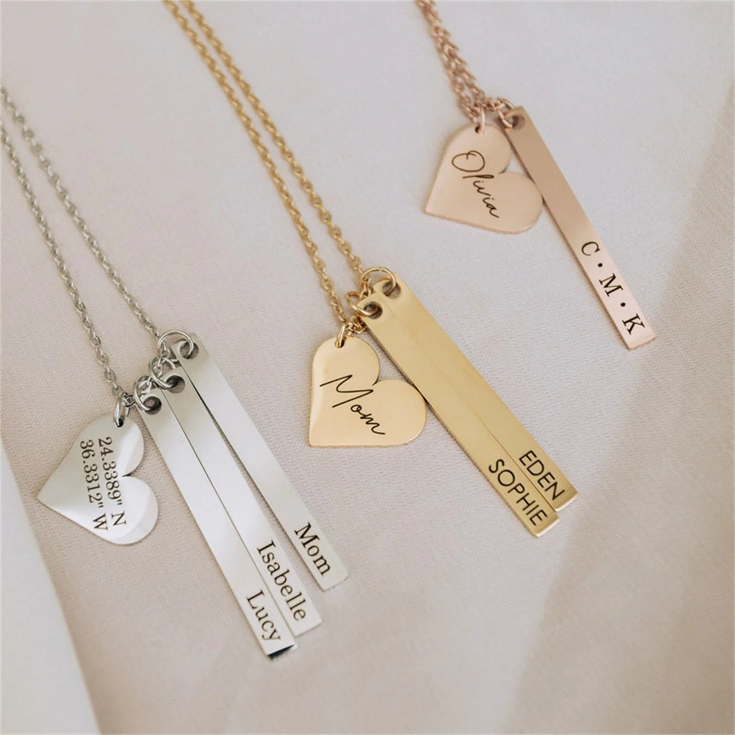 Personalized Engraved Name Bar Necklace Custom Heart Gold Charm Pendant Stainless Steel Jewelry Exquisite Gift For Family Friend
Personalized Engraved Name Bar Necklace Custom Heart Gold Charm Pendant Stainless Steel Jewelry Exquisite Gift For Family Friend