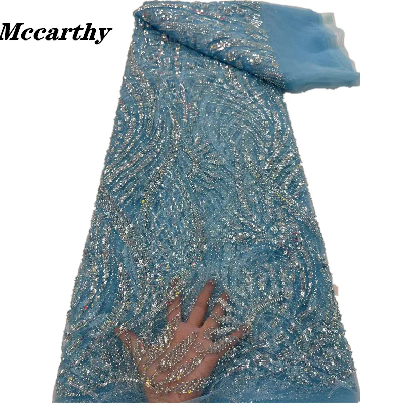 Mccarthy New Design Beaded Lace Fabric Luxury Handmade Beads Lace Embroidery French Nigerian Tulle Lace Fabric for Wedding
Mccarthy New Design Beaded Lace Fabric Luxury Handmade Beads Lace Embroidery French Nigerian Tulle Lace Fabric for Wedding