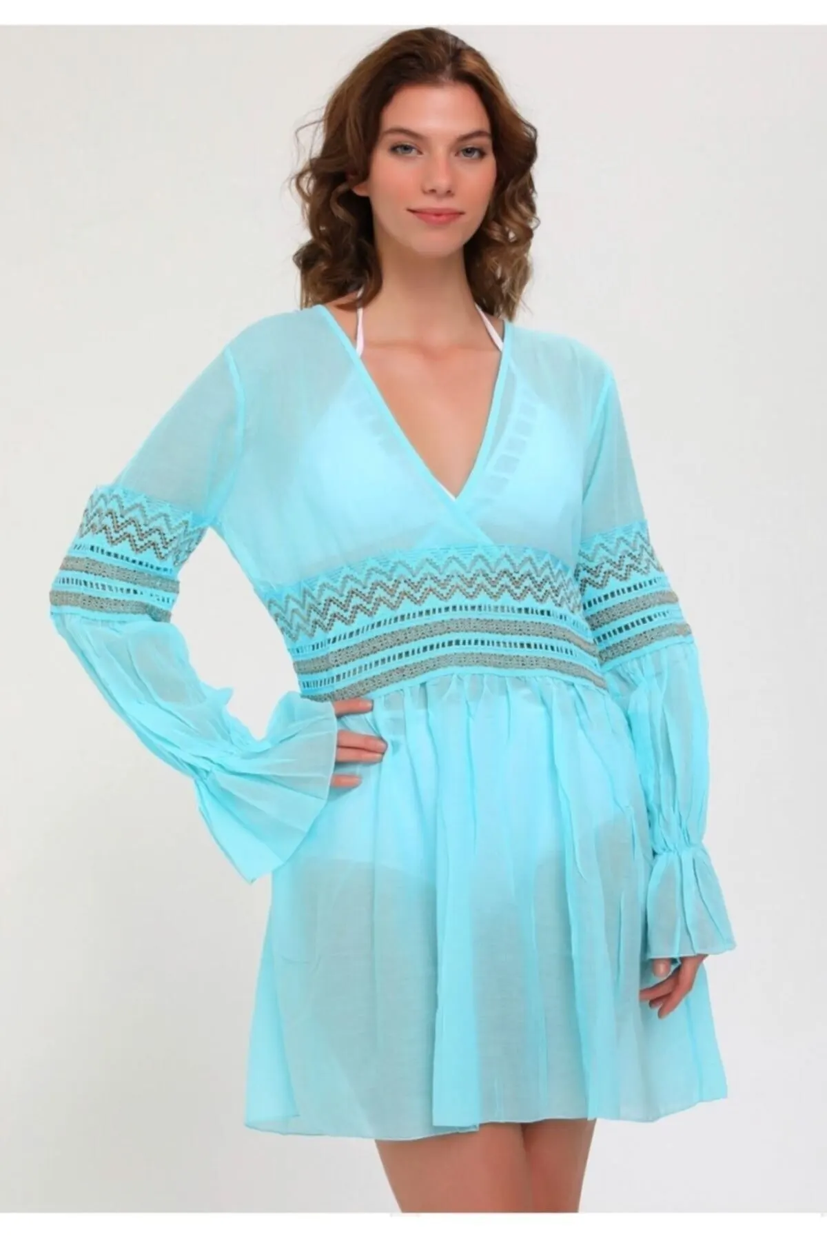 Women's Pareo Beach Dress With Lace in The Middle Swimwear Dress Sexy Tunic Suit Beachwear Female Beach Bikini Cover
Women's Pareo Beach Dress With Lace in The Middle Swimwear Dress Sexy Tunic Suit Beachwear Female Beach Bikini Cover