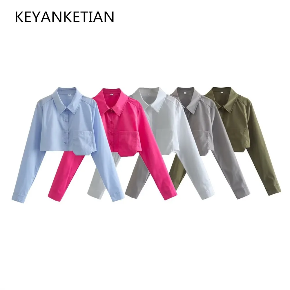 KEYANKETIAN spring new women's street style paste cloth pocket decoration high waist short style shirt lapel long sleeve top
KEYANKETIAN spring new women's street style paste cloth pocket decoration high waist short style shirt lapel long sleeve top