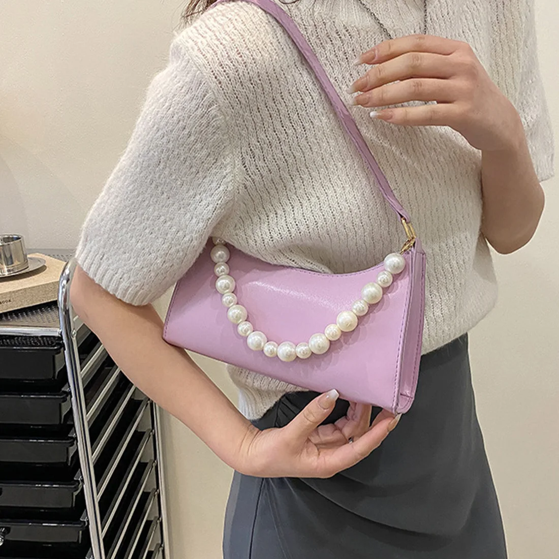 

Fashion Exquisite Shopping Bag Casual Women Totes Shoulder Bags Female Leather Solid Color Chain Handbag For Women