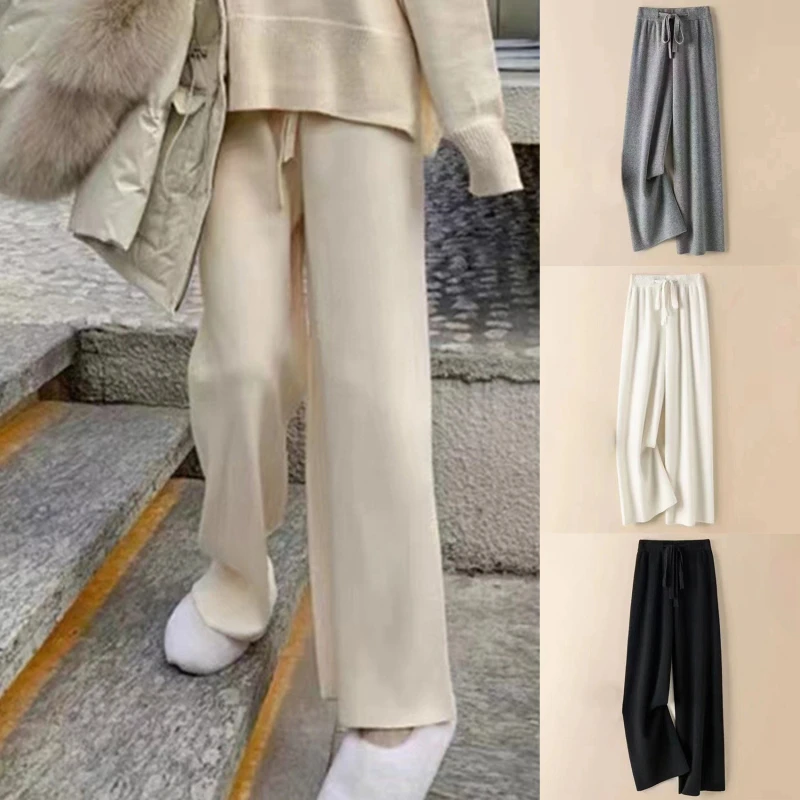Knitted Wide-Leg Pants New Women Casual Straight Pants Solid Color Simple All-Match Trousers Autumn Winter Thick Lady Pants
Knitted Wide-Leg Pants New Women Casual Straight Pants Solid Color Simple All-Match Trousers Autumn Winter Thick Lady Pants