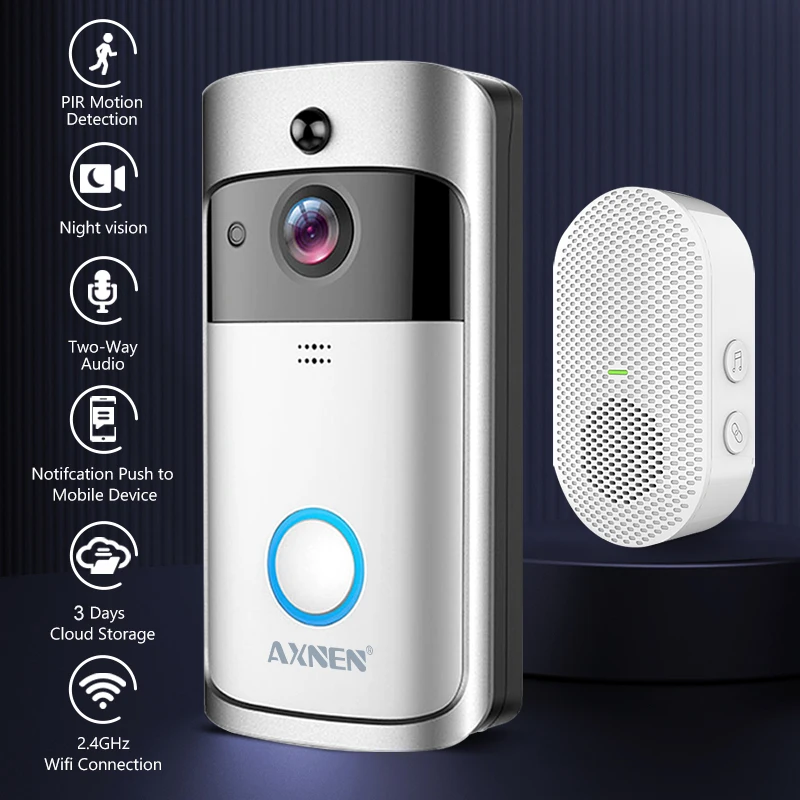 Беспроводной дверной звонок V5 с Wi-Fi, наружная HD-камера, ИК-сигнализация, дверной звонок с ночным видением, видеодомофон для домашнего монито...
Беспроводной дверной звонок V5 с Wi-Fi, наружная HD-камера, ИК-сигнализация, дверной звонок с ночным видением, видеодомофон для домашнего монито...