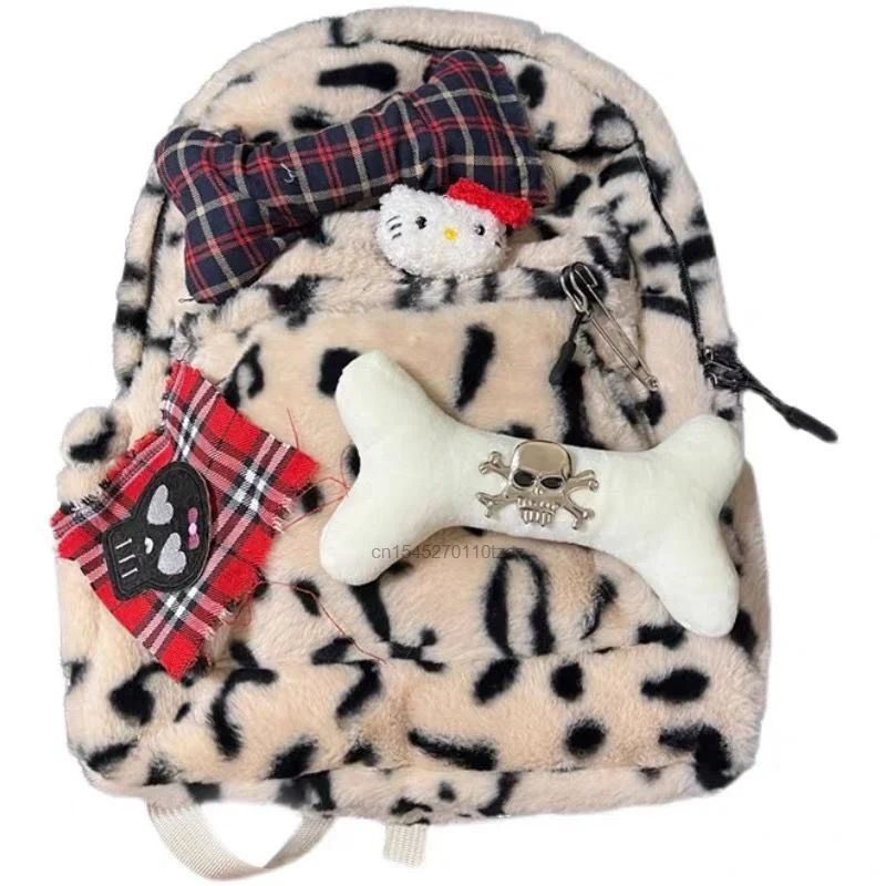 2022 Sanrio Hello Kitty Plush Backpack Cute Beauty Leopard Skeleton Hot Girl Bag Large Capacity Schoolbag For Y2K JK Girls Gift
2022 Sanrio Hello Kitty Plush Backpack Cute Beauty Leopard Skeleton Hot Girl Bag Large Capacity Schoolbag For Y2K JK Girls Gift
