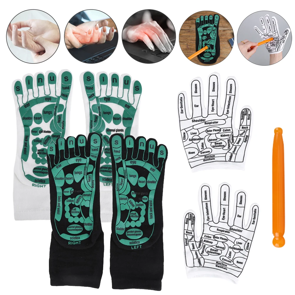 Foot Massage Acupressure Socks Acupoint Gloves Hand Feet Reflexology Socks English Illustration Acupoint Tools w/ Massage Stick
Foot Massage Acupressure Socks Acupoint Gloves Hand Feet Reflexology Socks English Illustration Acupoint Tools w/ Massage Stick