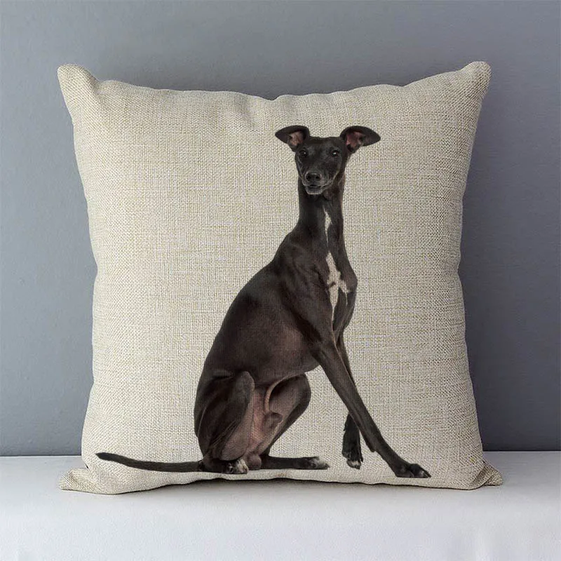 

Greyhound Print Cushion Cover 45*45cm Home Decorative Pillowcase Throw Pillow Covers For Sofa Bed Seat Back Cushions Flax Linen
