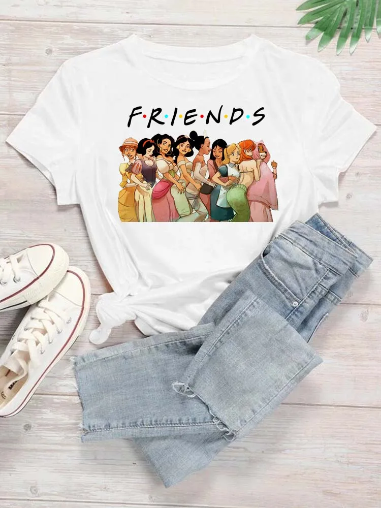 Kawaii Disney Princess Friends T Shirt Women Cartoon 90s Girls Graphic Printed Tees Tops Unisex Harajuku White T-shirt Female
Kawaii Disney Princess Friends T Shirt Women Cartoon 90s Girls Graphic Printed Tees Tops Unisex Harajuku White T-shirt Female
