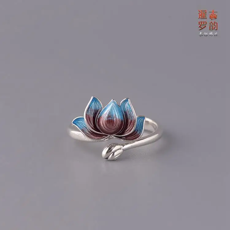 Retro Ring S925 Sterling Silver Enamel Cloisonne Lotus Ring Retro Women's Fashion Lotus Open Ring
Retro Ring S925 Sterling Silver Enamel Cloisonne Lotus Ring Retro Women's Fashion Lotus Open Ring