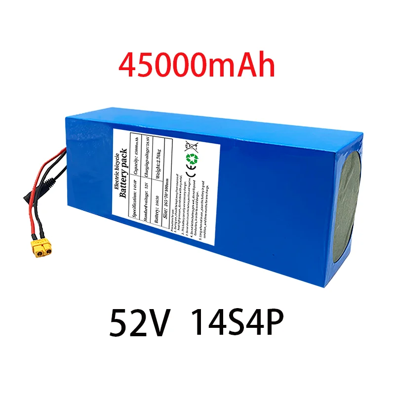 High capacity 52V 14S4P 45000mah 18650 2000W lithium battery for balance car, bike, scooter, tricycle with bms
High capacity 52V 14S4P 45000mah 18650 2000W lithium battery for balance car, bike, scooter, tricycle with bms