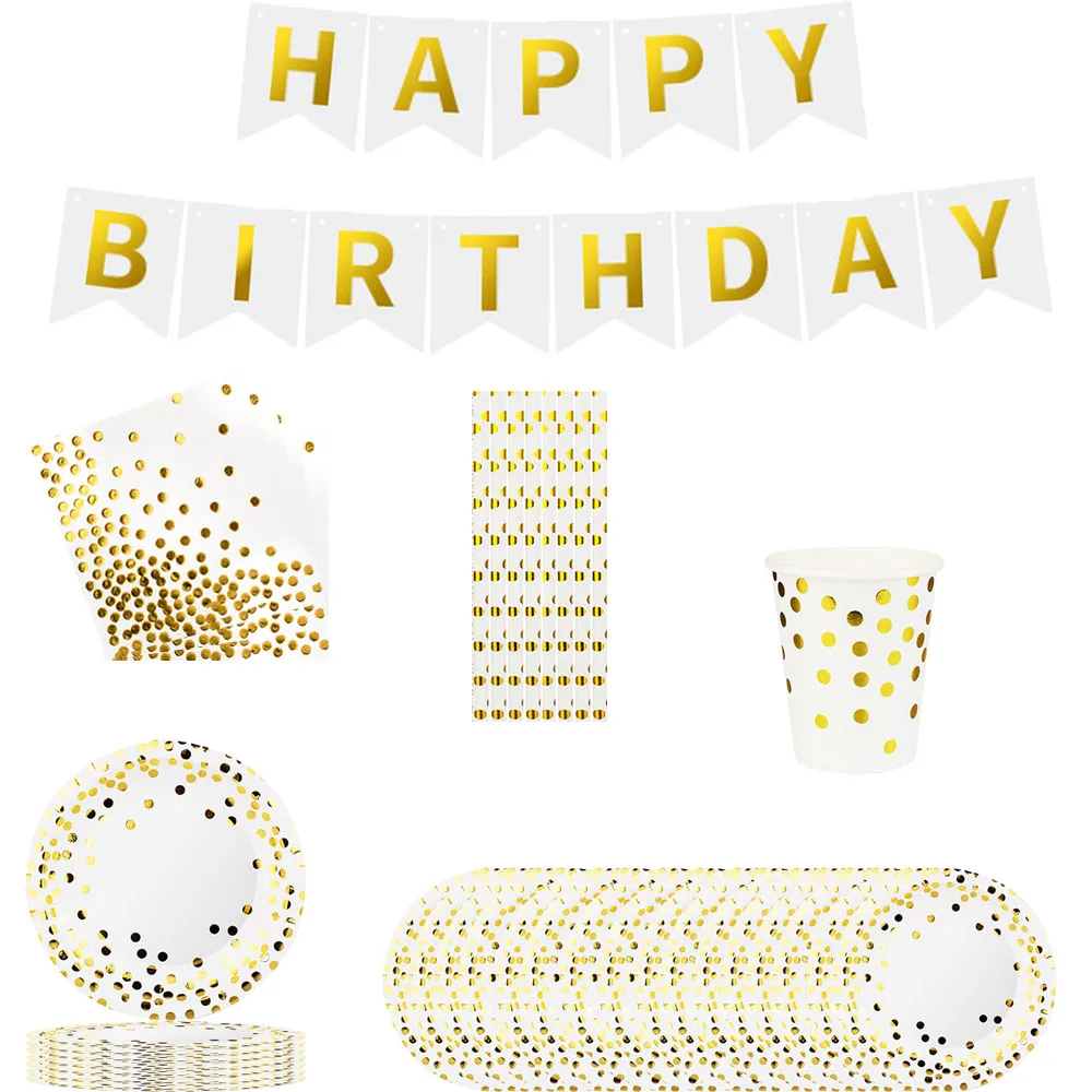New White Gold Wedding Party Supplies Disposable Dinnerware White Paper Plates Cups Gold for Baby Birthday Day Party Set
New White Gold Wedding Party Supplies Disposable Dinnerware White Paper Plates Cups Gold for Baby Birthday Day Party Set