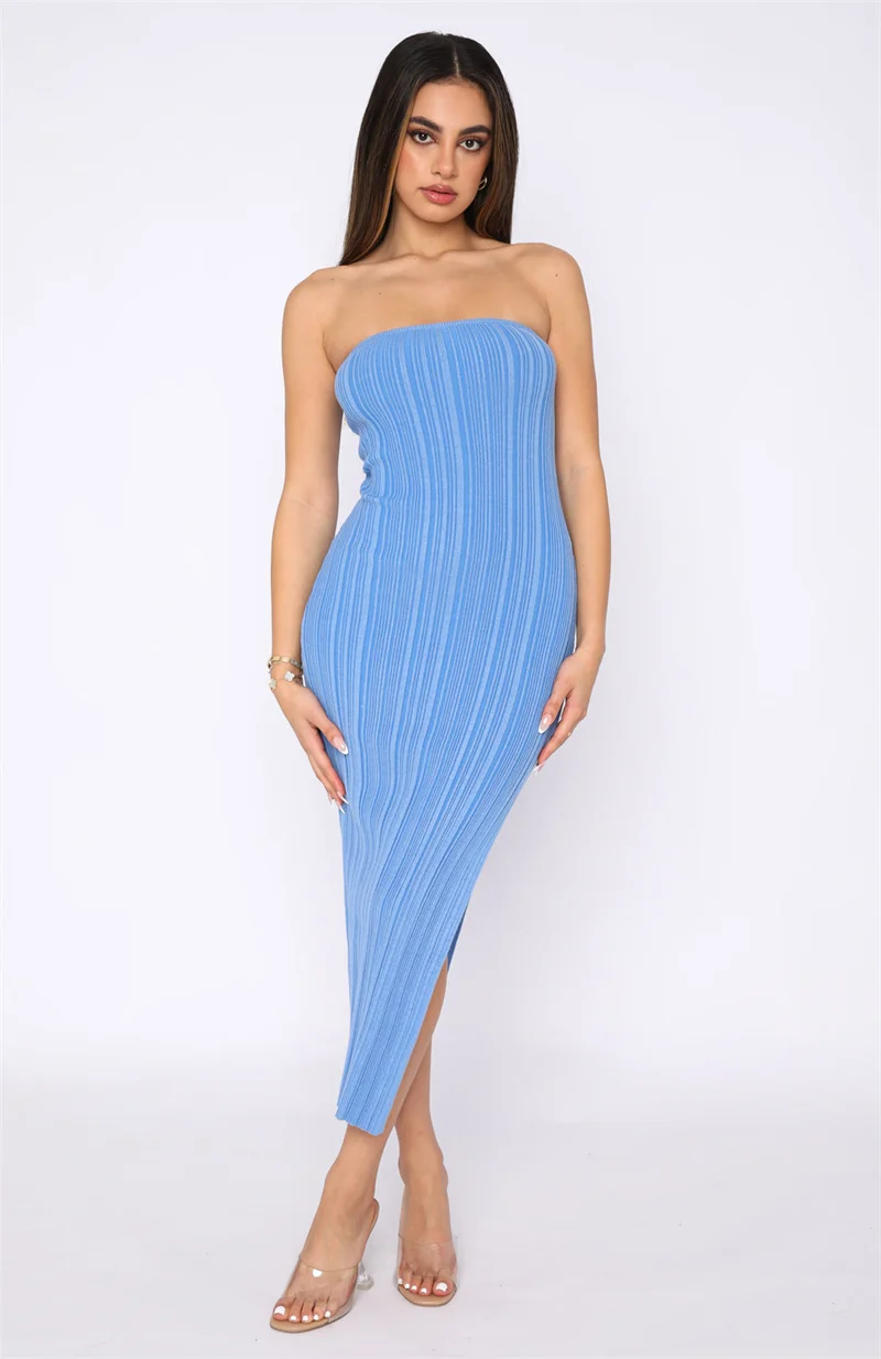 Women's Off Shoulder Bodycon Dress Sleeveless Strapless Solid Color High Split Pleated Slim-Fit Casual Long Dress
Women's Off Shoulder Bodycon Dress Sleeveless Strapless Solid Color High Split Pleated Slim-Fit Casual Long Dress
