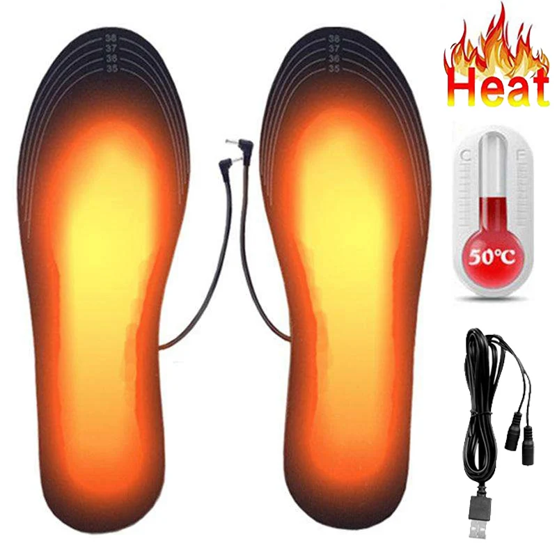 

Стельки с электрическим подогревом, USB нагреватель ног, теплая обувь, носочки, стельки с подогревом, моющиеся, полная нога, высокая температура, унисекс, можно резать