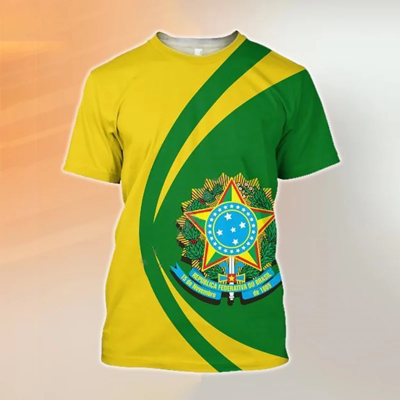 Футболка мужская с 3d-рисунком, модный топ с круглым вырезом и коротким рукавом, с рисунком бразильского флага, уличная одежда, лето 
Футболка мужская с 3d-рисунком, модный топ с круглым вырезом и коротким рукавом, с рисунком бразильского флага, уличная одежда, лето