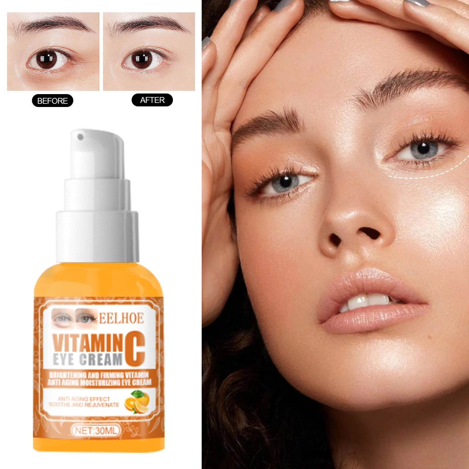 30ml Vitamin C Eye Cream Remove Eye Bags Brightening Lifting Firming Anti Aging Relieve Puffiness Dark Circles Women Eye Care
30ml Vitamin C Eye Cream Remove Eye Bags Brightening Lifting Firming Anti Aging Relieve Puffiness Dark Circles Women Eye Care