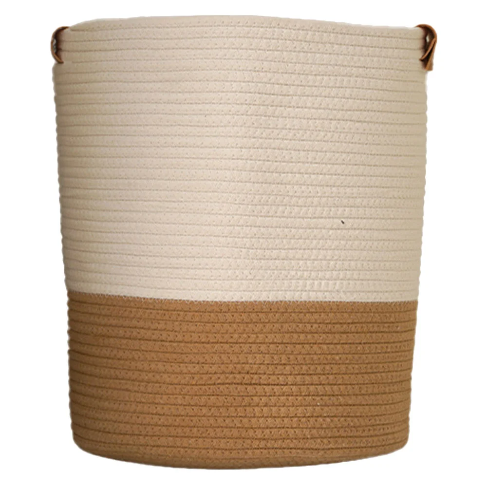 

Basket Storage Woven Clothes Dirty Cotton Baskets Hamper Rope Bin Laundry Nursery Sundries Organizing Makeup Round Bins Cube