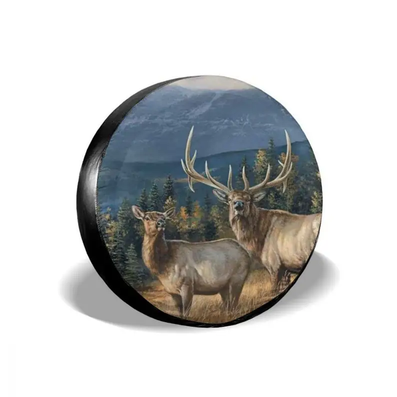 

Universal Waterproof Sunscreen Wheel Cover Elk Spare Tire Cover for Jeeps, Trailers, RVs, SUVs, Trucks and Many Vehicles