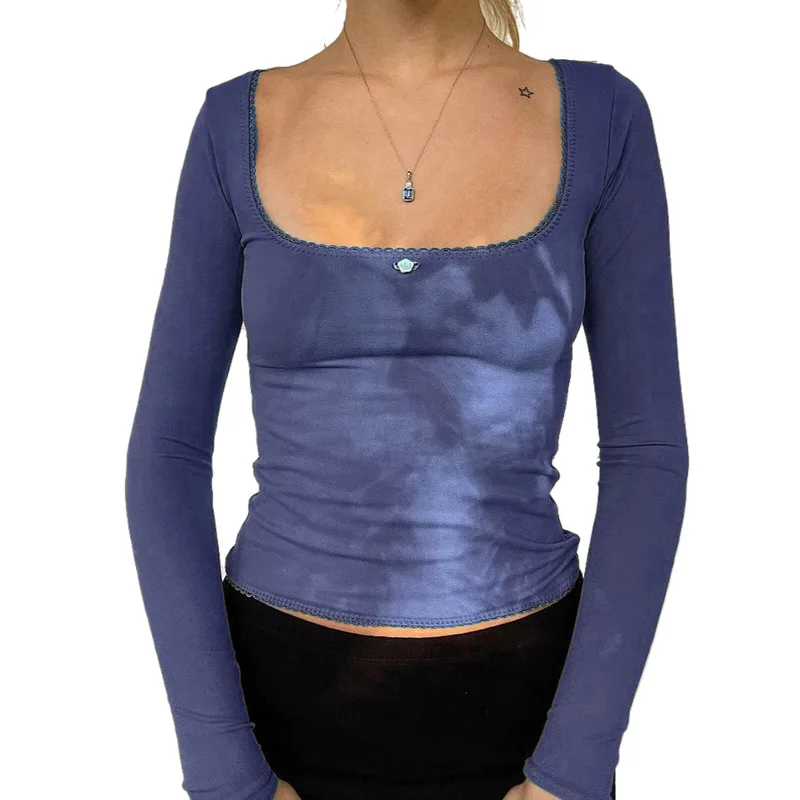 Women Square Neck Long Sleeve T-shirts Casual Sexy Crop Top Slim Lace Pullover Streetwear Y2K Women Clothes Solid Colors
Women Square Neck Long Sleeve T-shirts Casual Sexy Crop Top Slim Lace Pullover Streetwear Y2K Women Clothes Solid Colors
